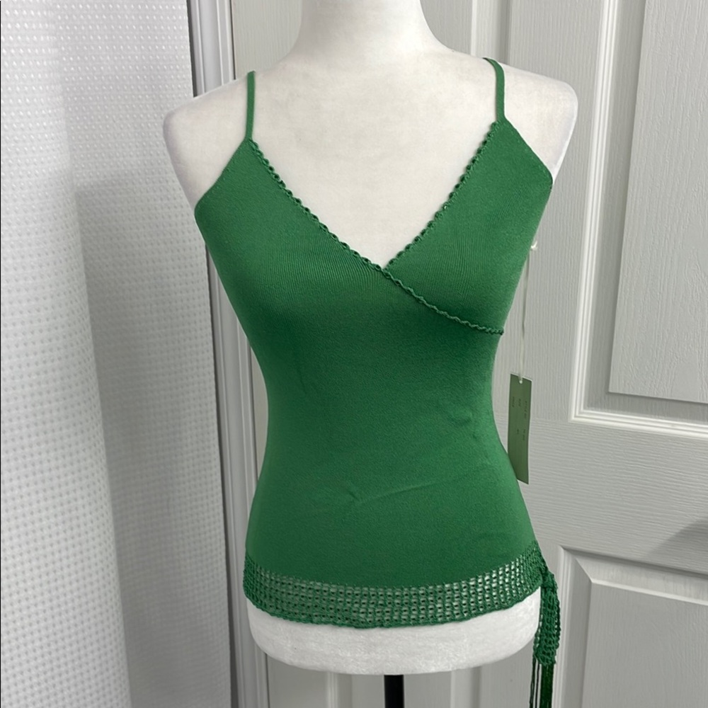 Green Wrap-Style Knit Camisole